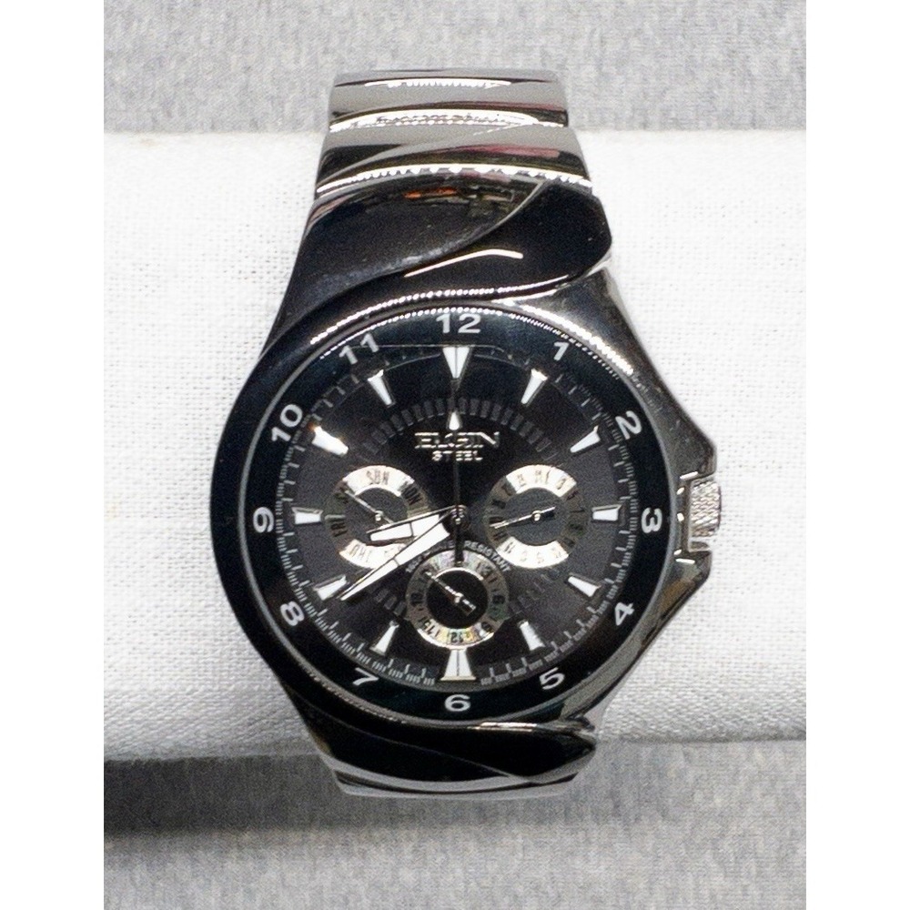 Elgin Steel Chronograph Mens Silver 43mm Watch‎ FG 149